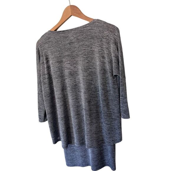 Joseph Ribkoff Layered 3/4 Sleeve V-Neck Tunic Top Silver Marled Gray Size 4 - Picture 8 of 12